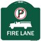 Signmission Fire Lane W/ No Parking & Graphic, Green & White Aluminum Sign, 18" x 18", GW-1818-24017 A-DES-GW-1818-24017 - alternate 1